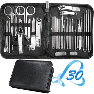 Manicure 30 n 1 Nail Clipper Fingernail Toenail Pedicure Manicure BLACK SILVER